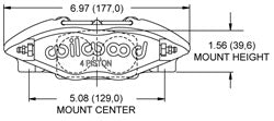 Wilwood 120-8724 Powerlite Caliper - Radial Mount - 1.00” 4 Piston, .350”/.500” Rotor