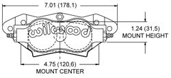 Wilwood 120-14765-SI Dynalite Caliper - Radial Mount - 1.88'' 4 Piston - 0.81'' Rotor