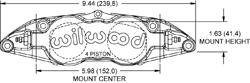 Wilwood 120-13827 LH Superlite Caliper- Radial Mount - 1.88''/1.75'' 4 Piston - 0.810 Rotor